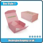 Pink collapsible rigid box with custom logo print, magnetic closure