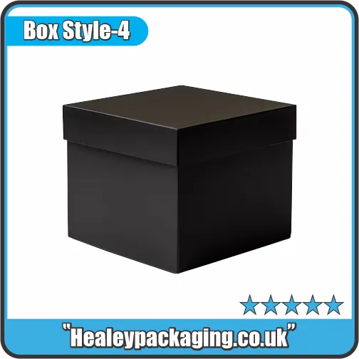 Matte black square gift box with detachable lid, showcased as a premium rigid presentation box.