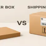 Side-by-side comparison of a flat mailer box and a large shipping box, showing the difference between mailer box vs shipping box for eCommerce packaging.