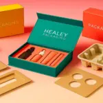 Different types of packaging inserts including foam, molded pulp, and die-cut cardboard trays displayed with custom product boxes for secure and premium unboxing.
