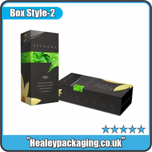 Luxury body oil box packaging with premium finish, suitable for skincare and wellness brands.