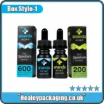 Custom body oil boxes shown with bottles, designed for wholesale skincare packaging.