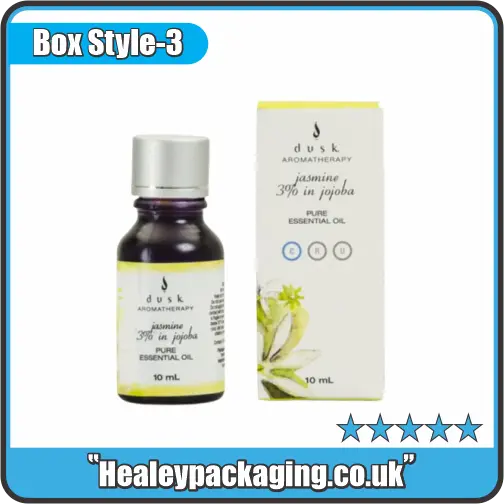 Essential oil box packaging for glass bottles, designed for aromatherapy and wellness products.