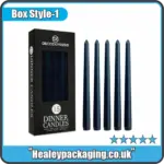 Luxury dinner candle box packaging with window panel, designed for premium taper candles.