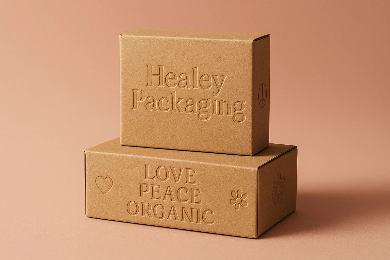 Debossed logo pressed into packaging material
