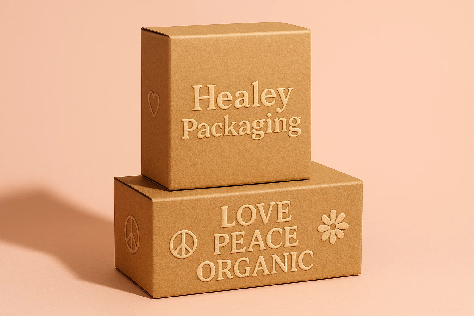 Raised embossed logo on custom packaging