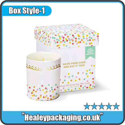 Birthday candle gift box packaging with decorative candle inside