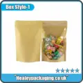 Clear window kraft mylar bags used for snack and confectionery packaging