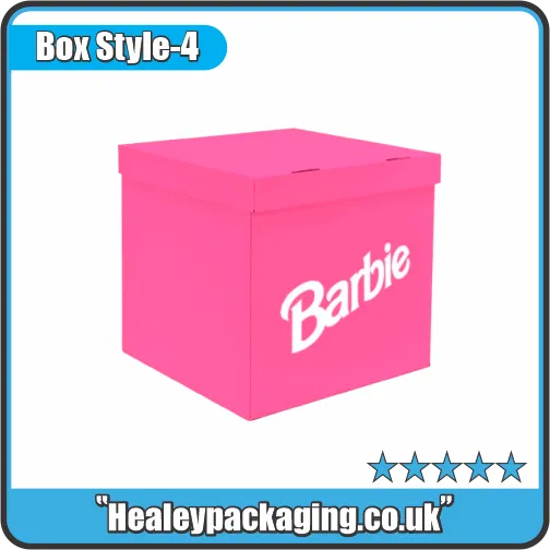 Pink rigid Barbie gift box with fitted lid, offering sturdy premium packaging for toys and keepsakes.