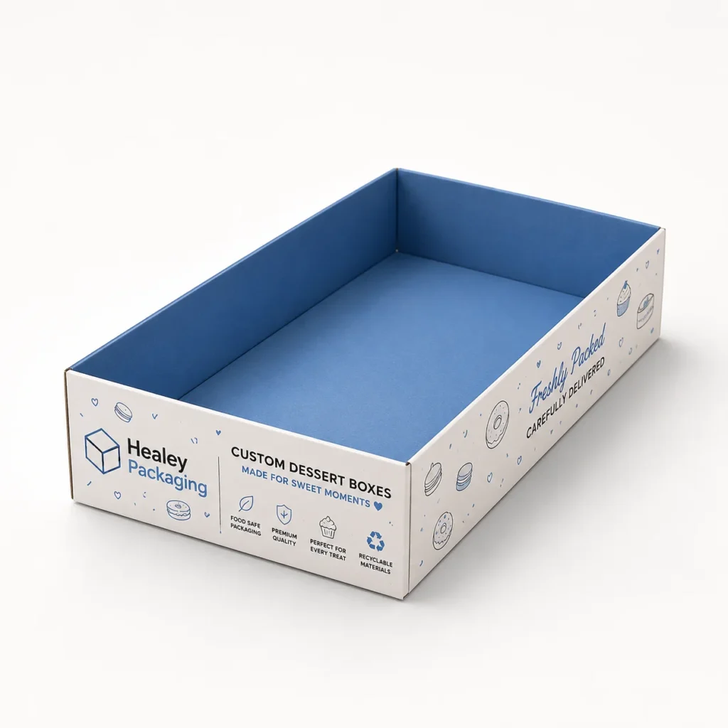 Custom printed dessert tray box for bakery products
