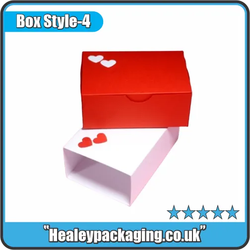 Red and white Valentine’s rigid gift box with lid, suitable for premium gift presentation.