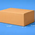 Box showing length, width, and height measurements for custom packaging sizes