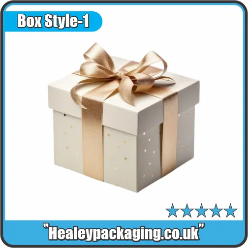 Premium rigid gift box with separate lid and gold satin ribbon bow