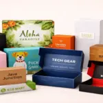 Assorted custom branded boxes for beauty, electronics, food, pet products, and luxury packaging.