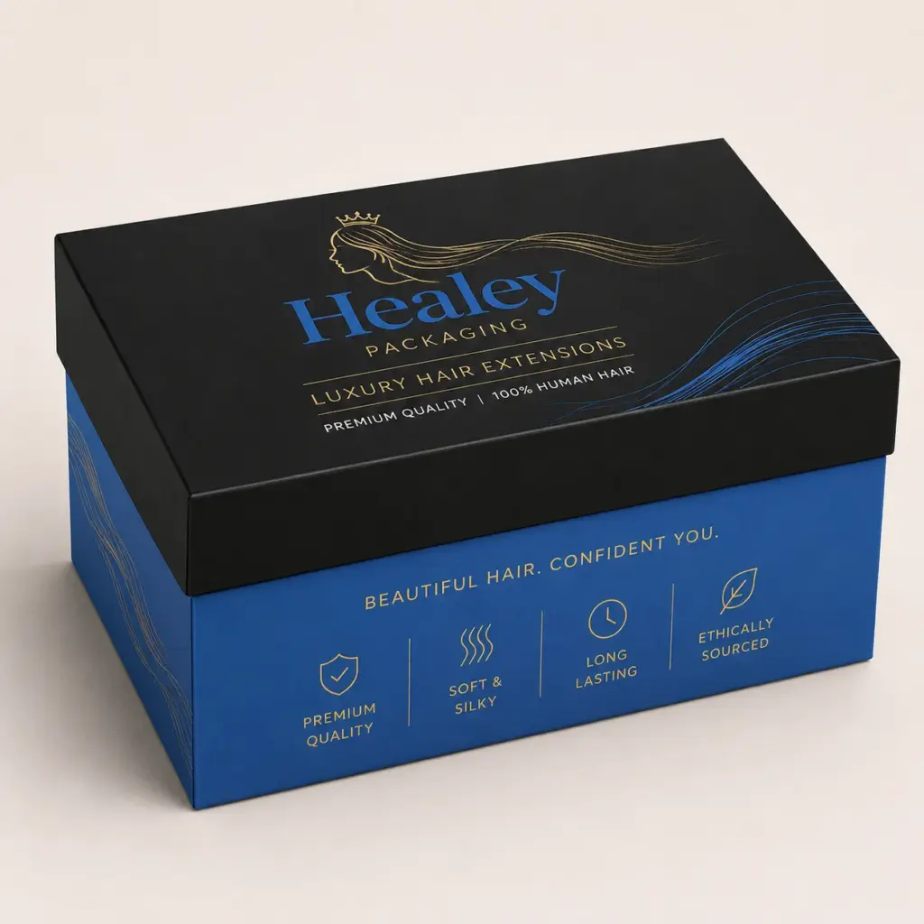 Premium luxury hair extension gift box with rigid lid