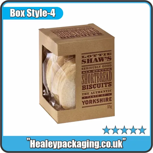 Kraft shortbread biscuit box with clear window display