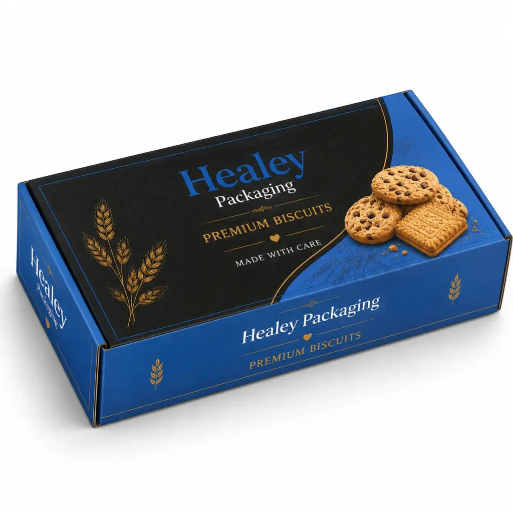 Premium biscuit mailer box with printed lid artwork