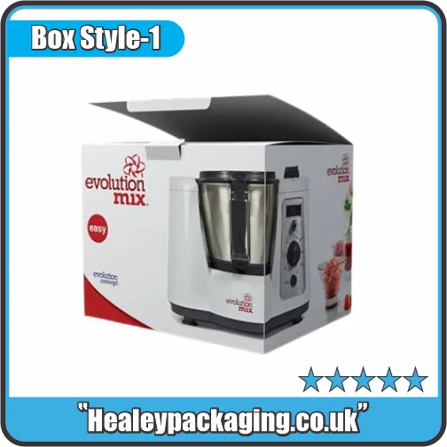 Custom kitchen appliance packaging box for mixer and countertop appliance products.