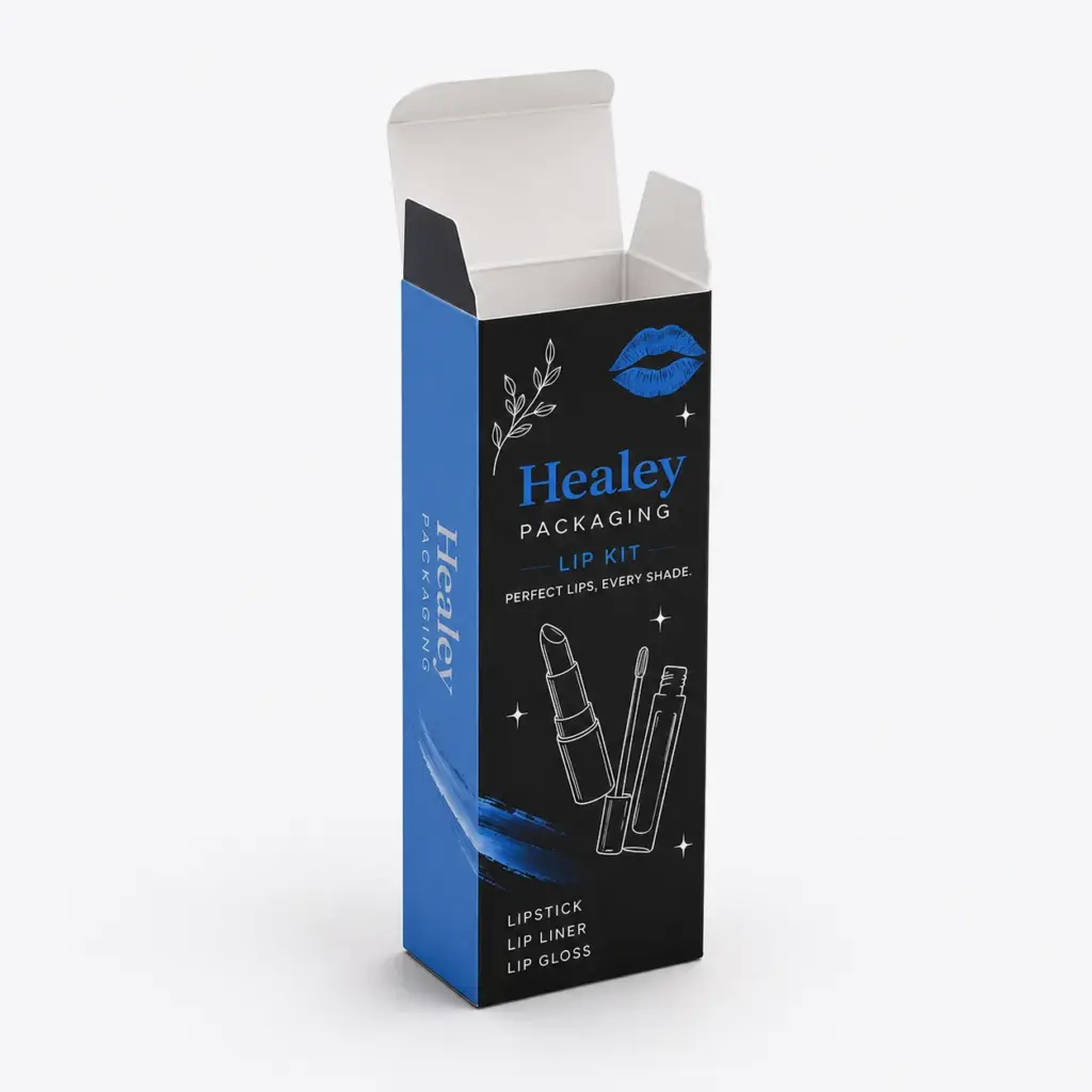Custom folding carton for lipstick and lip gloss kits