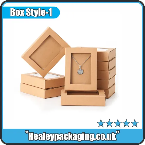 Kraft necklace gift boxes with transparent window lid