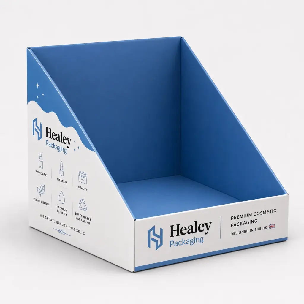 Cosmetic dump bin display for retail merchandising