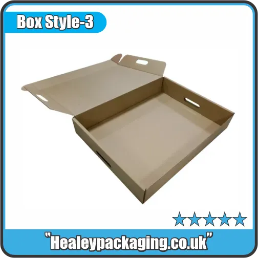 Double wall cardboard storage box with lid and side handle cut-outs