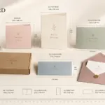 Greeting card size guide with standard dimensions and packaging styles
