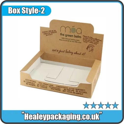 Kraft cosmetic counter display box with header card for natural skincare products