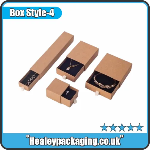 Kraft drawer-style necklace jewellery boxes with pull-tab opening