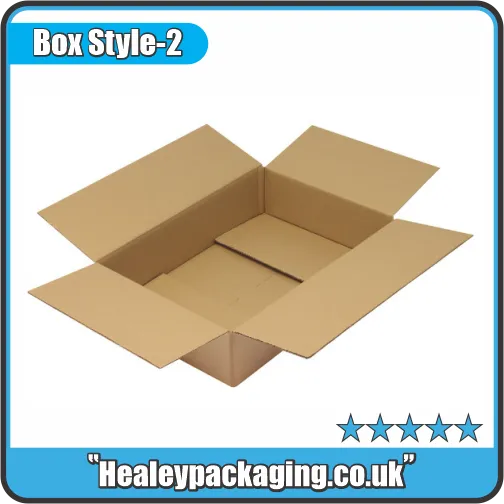 Open double wall cardboard shipping box with reinforced corrugated structure