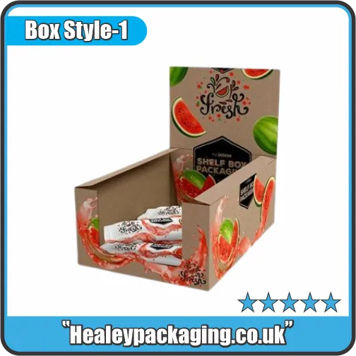 Printed shelf ready packaging box designed for retail display of packaged products