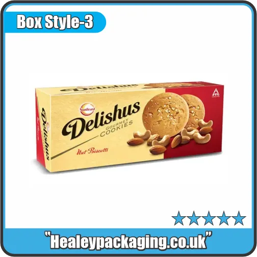 Rectangular biscuit carton box with printed nut biscotti biscuit packaging design