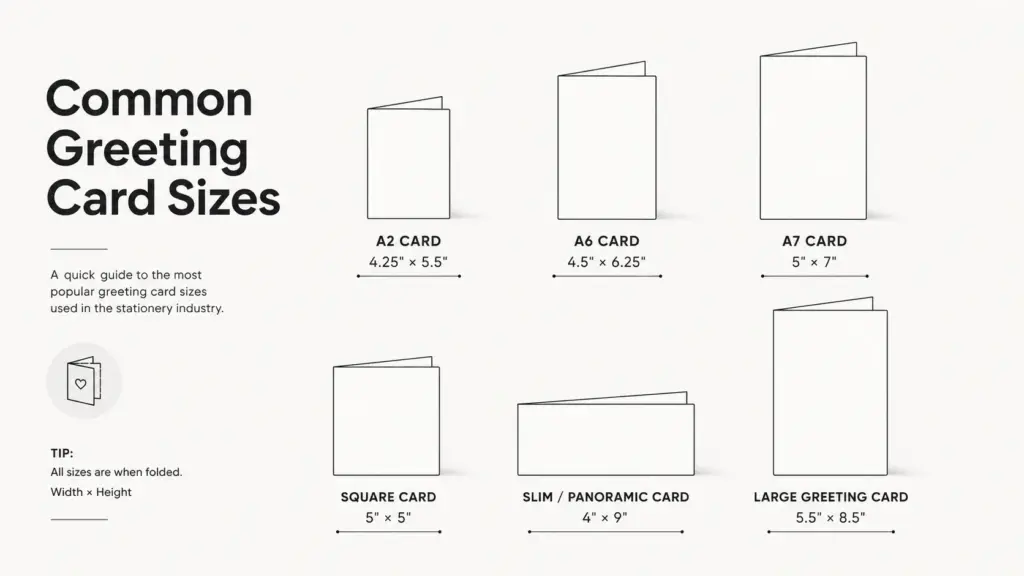 Common greeting card sizes and folded card dimensions