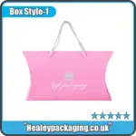Custom apparel pillow box with rope handle designed for clothing gifts