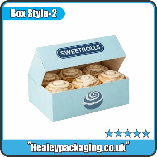 Custom cinnamon roll gable box with carry handle for bakery takeaway