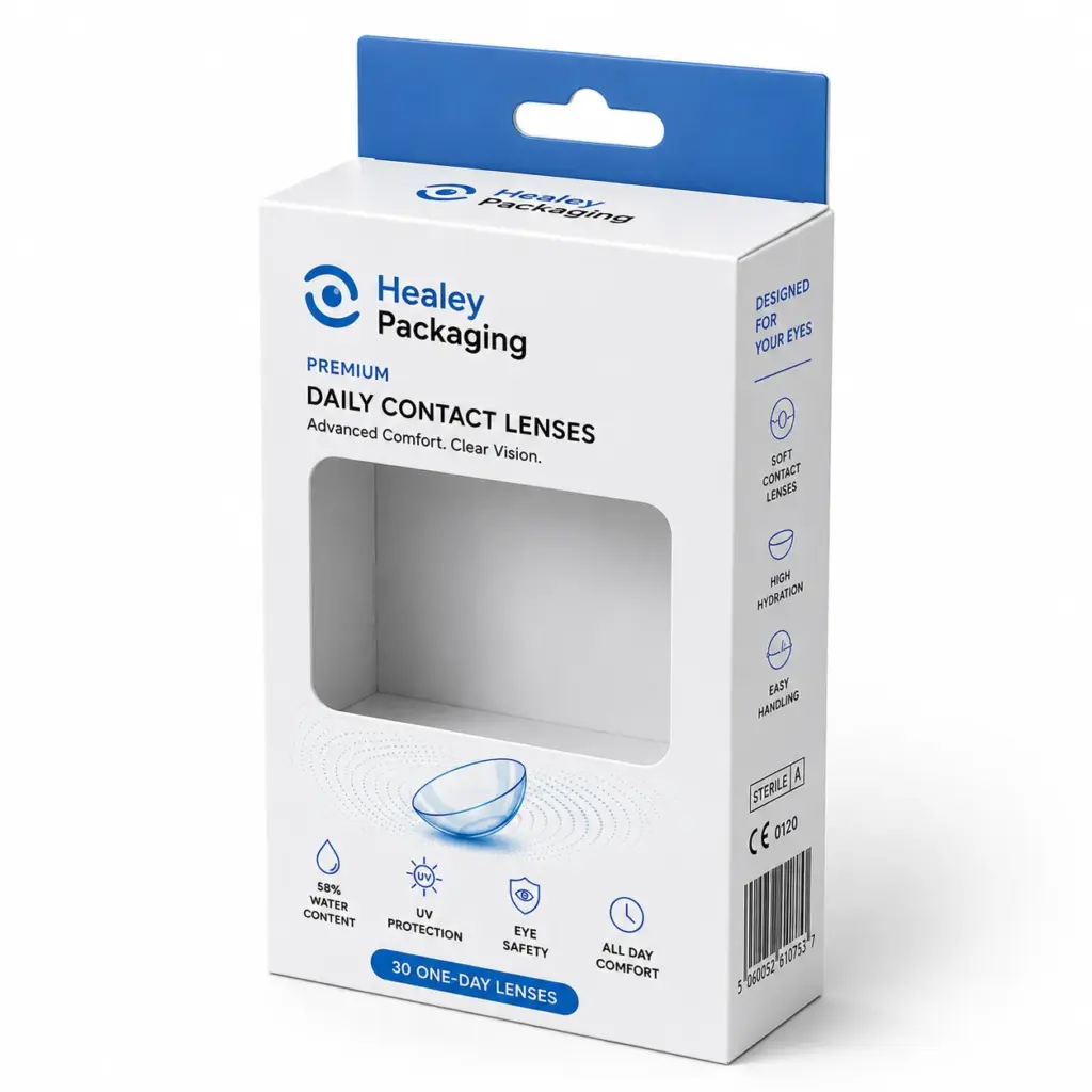 Hanging retail box for premium daily contact lenses