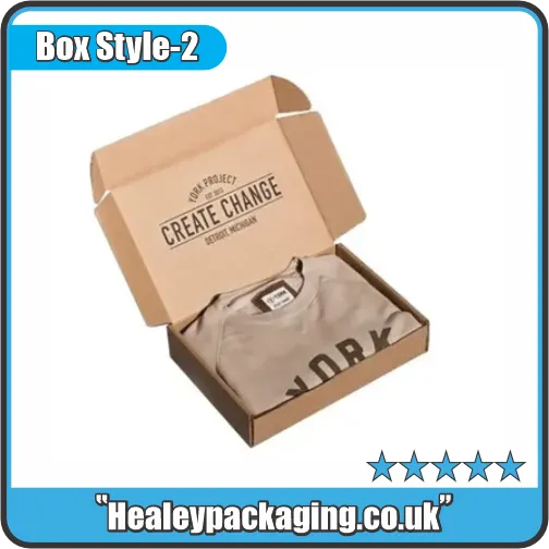Kraft apparel mailer box with tuck front closure used for clothing