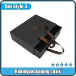 Luxury apparel drawer box with ribbon handles and sliding tray for premium clothing