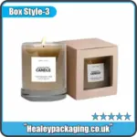 Custom candle window box with clear display panel for showcasing scented candles