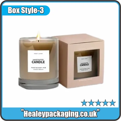 Custom candle window box with clear display panel for showcasing scented candles