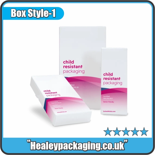 Child resistant shoulder neck rigid packaging box with secure closure
