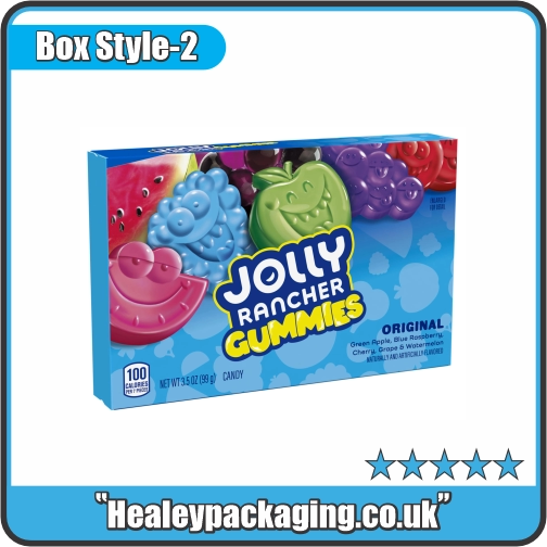 Printed gummies carton box with vibrant product graphics
