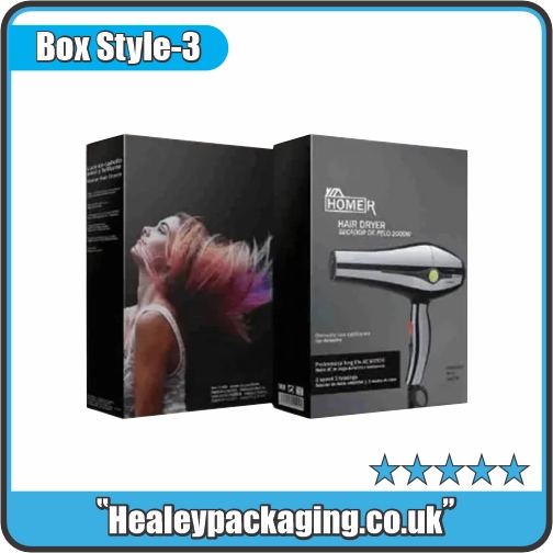 Custom two-piece hair dryer box with separate lid and base