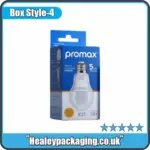 Euro slot hanging light bulb box for retail display of LED, CFL and energy-efficient light bulbs