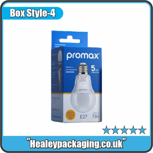 Euro slot hanging light bulb box for retail display of LED, CFL and energy-efficient light bulbs