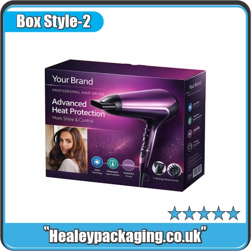 Premium printed hair dryer rigid box with product graphics