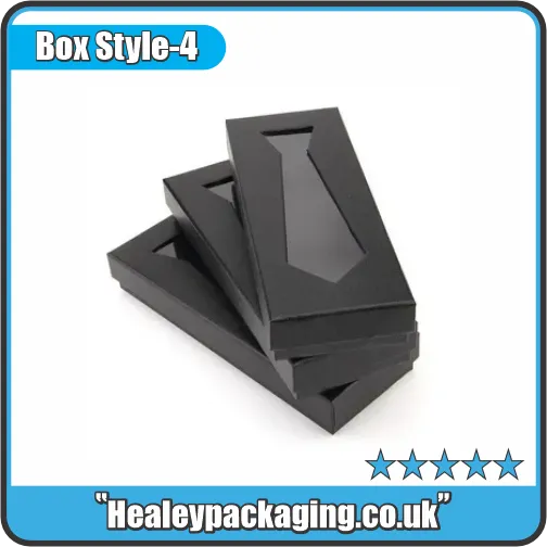 Black tie presentation box with tie-shaped window cut-out