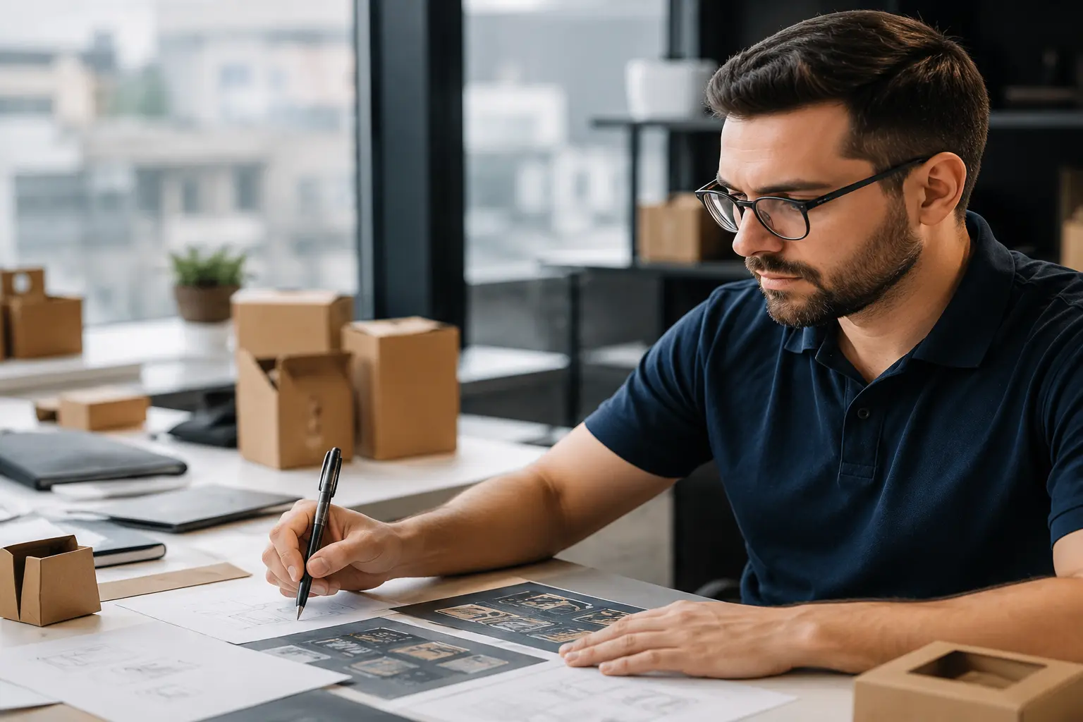 Focused design work in modern studio