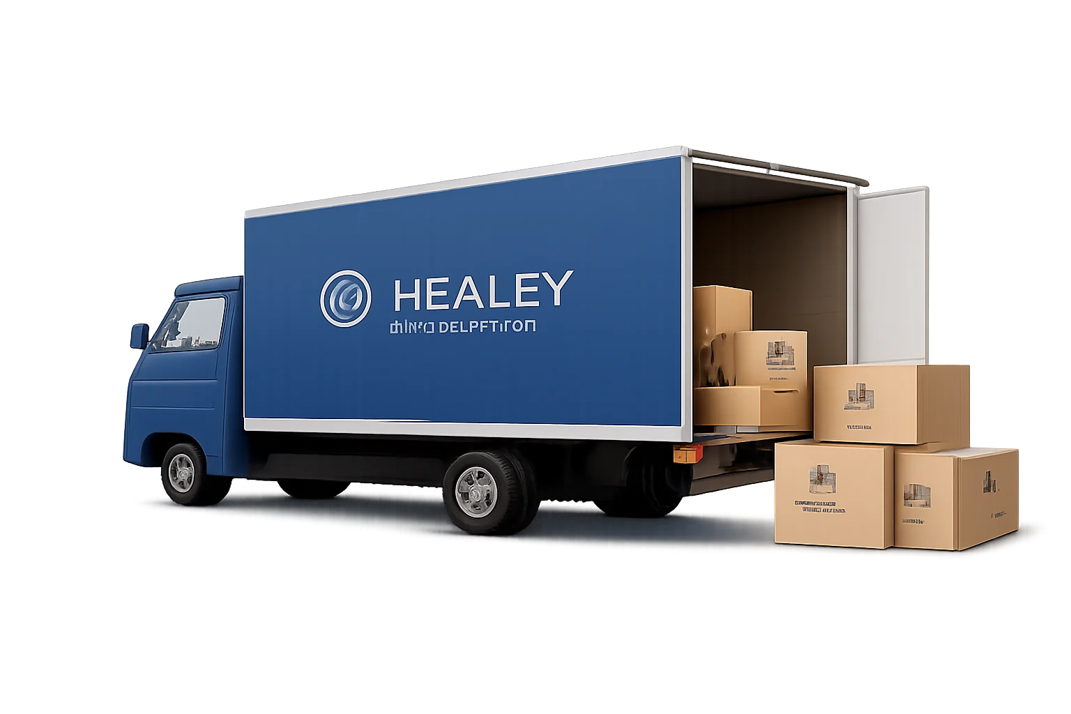Healey Packaging delivery truck loaded with branded packaging boxes