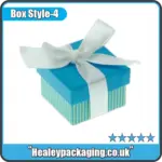 Luxury ring gift box with satin ribbon closure for engagement rings, wedding rings